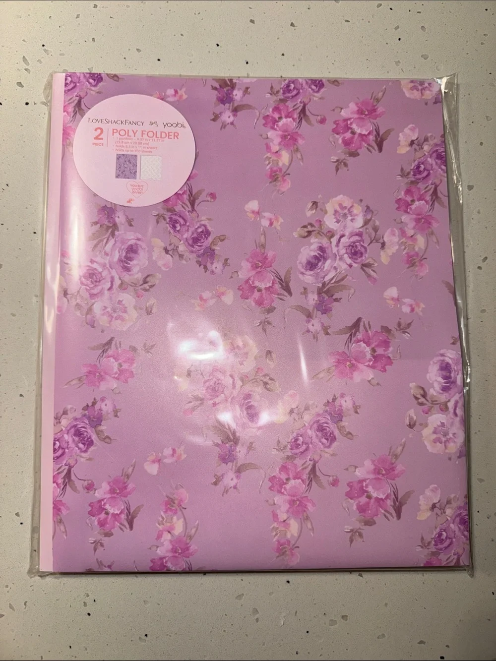 LoveShackFancy Lavender & Pink Bow Floral Poly Folder Set